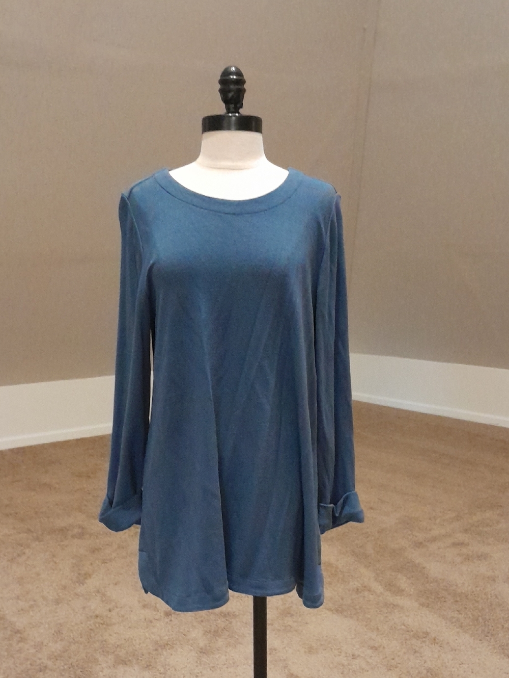J. Jill Dusty Blue Ribbed Long Sleeve Top